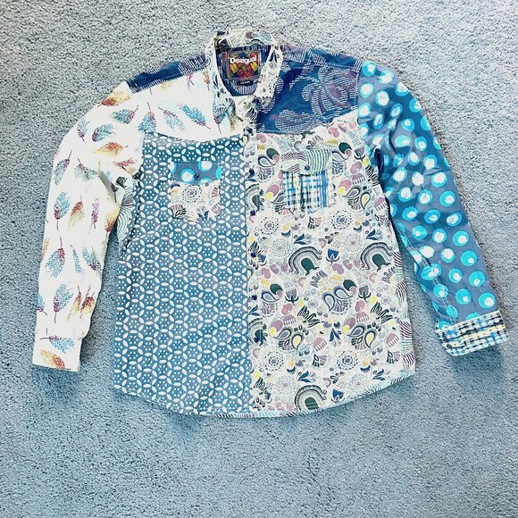 Desigual Other - Desigual Patchwork Design Shirt -Size XXL- Unique Art to Wear - Dark Pearl Snaps